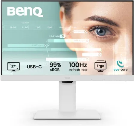Monitor Benq Gw2786Tc 27” IPS 1080P, FHD, USB-C (65W),  100Hz, Eye-Care, Ergonómico, Hub USB,  99% Srgb, HDMI, Dp, Tüv, Blanco