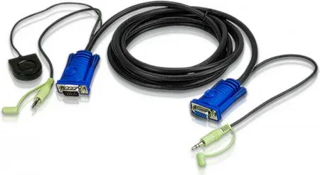 Aten 2L-5203B adaptador de cable de vídeo 3 m VGA (D-Sub) + 3,5mm Negro