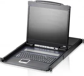 Aten Consola LCD single rail con switch KVM integrado VGA PS/2-USB de 8 puertos