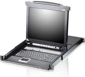 Aten Consola LCD single rail con switch KVM integrado VGA PS/2-USB de 16 puertos
