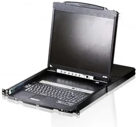 ATEN Consola LCD dual rail con switch KVM integrado VGA PS/2-USB de 8 puertos