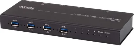 ATEN Switch de periféricos formato industrial USB 3.2 Gen 1 de 4 x 4 puertos