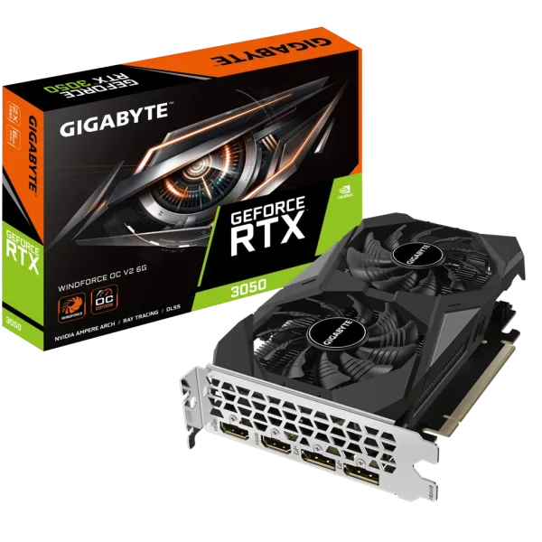 Tarjeta Gráfica Gigabyte GeForce RTX 3050 WindForce OC V2/ 6GB GDDR6