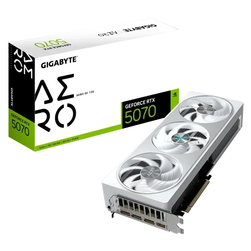 GIGABYTE GeForce RTX 5070 AERO OC 12G Tarjeta Gráfica - 12GB GDDR7, 192 bits, PCI-E 5.0, XXXX MHz Core Clock, 3 x DP 2.1a, 1 x HDMI 2.1b, NVIDIA DLSS 4, GV-N5070AERO OC-12GD