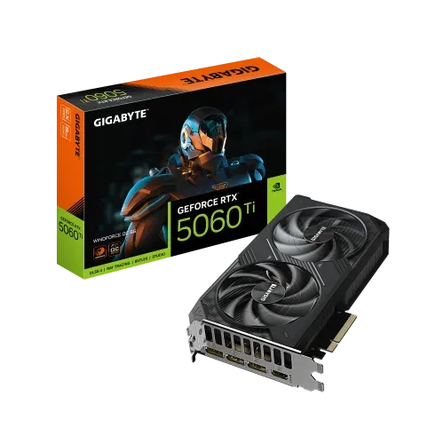 GIGABYTE GeForce RTX 5060 Ti WINDFORCE OC 8G Tarjeta Gráfica – 8 GB GDDR7, 128 bits, PCI-E 5.0, 2587 MHz Frecuencia del núcleo, 3 x DisplayPort, 1 x HDMI, GV-N506TWF2OC-8GD