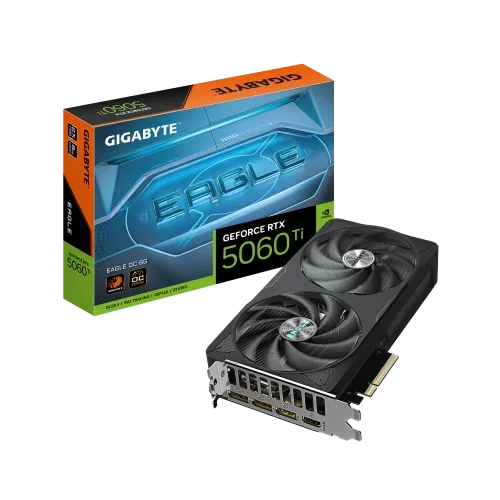 GIGABYTE GeForce RTX 5060 Ti EAGLE OC 8G Tarjeta Gráfica – 8 GB GDDR7, 128 bits, PCI-E 5.0, 2617 MHz Frecuencia del núcleo, 3 x DisplayPort, 1 x HDMI, GV-N506TEAGLE OC-8GD
