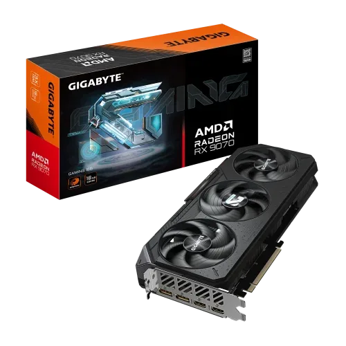 GIGABYTE Radeon RX 9070 GAMING 16GB Tarjeta Gráfica - 16GB GDDR6, 256bit, PCI-E 5.0, 2520 MHz Frecuencia del núcleo, 2 x DisplayPort, 2 x HDMI, GV-R9070GAMING-16GD