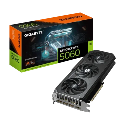 GIGABYTE GeForce RTX 5060 GAMING OC 8G Tarjeta Gráfica - 8GB GDDR7, 128bit, PCI-E 5.0, 2595 MHz Frecuencia del núcleo, 3 x DisplayPort, 1 x HDMI, GV-N5060GAMING OC-8GD