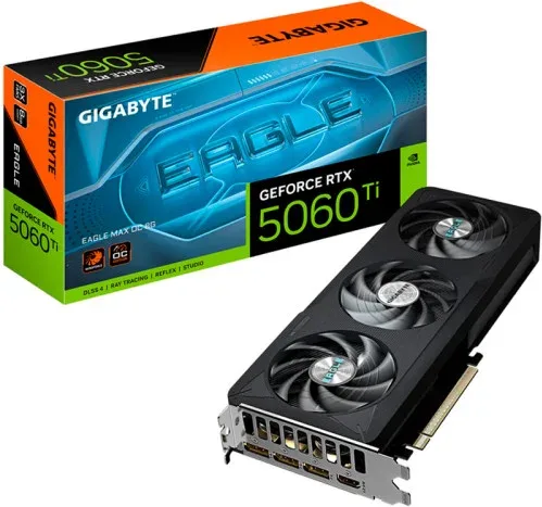 GIGABYTE GeForce RTX 5060 Ti WINDFORCE MAX OC 8G Tarjeta Gráfica – 8 GB GDDR7, 128 bits, PCI-E 5.0, 2617MHz Frecuencia del núcleo, 3 x DisplayPort, 1 x HDMI, NVIDIA DLSS 4, GV-N506TEAGLEMAX OC-8GD