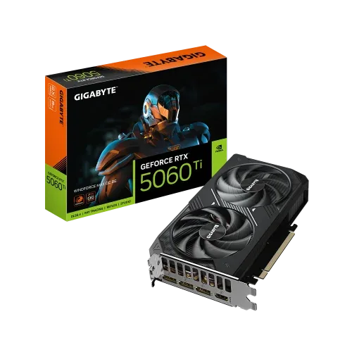 GIGABYTE GeForce RTX 5060 Ti WINDFORCE MAX OC 8G Tarjeta Gráfica – 8 GB GDDR7, 128 bits, PCI-E 5.0, 2587 MHz Frecuencia del núcleo, 3 x DisplayPort, 1 x HDMI, NVIDIA DLSS 4, GV-N506TWF2MAX OC-8GD