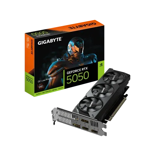 GIGABYTE GeForce RTX 5050 OC Low Profile 8G Tarjeta Gráfica - 8GB GDDR6, 128bit, PCI-E 5.0, 2587MHz Frecuencia del núcleo, 2 x DP, 2 x HDMI, NVIDIA DLSS 4, GV-N5050OC-8GL