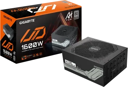 GIGABYTE UD1600PM PG5 AI TOP Fuente de Alimentación - PCIe 5.0, 80 PLUS Platinum, Diseño totalmente modular, Ventilador de 120 mm, Compatible con ATX 3.1, Enchufe EU