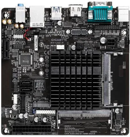 Placa Gigabyte N4120I H,Intel,SoC (N4120I),2So-Dimm DDR4 (16GB),VGA+HDMI,Gblan,2Sata3+1M.2,4Usb3.2,M-Itx