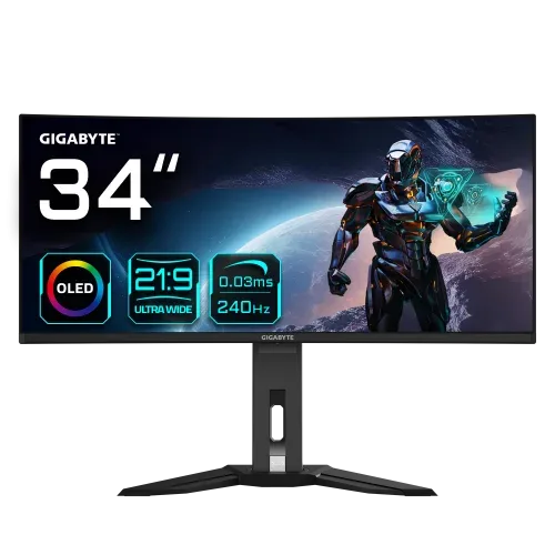 Gigabyte MO34WQC2 pantalla para PC 86,4 cm (34") 3440 x 1440 Pixeles Wide Quad HD OLED Negro