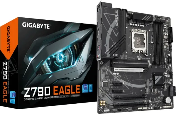 GIGABYTE Z790 EAGLE Placa base - Compatible con procesadores Intel Core de 14ª generación, VRM de 12+1+1 fases, hasta 7600 MHz DDR5 (OC), 3xPCIe 4.0 M.2, LAN 2,5 GbE, USB 3.2 Gen 2