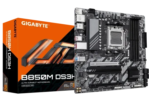 GIGABYTE B850M DS3H Placa Base - Procesadores AMD Ryzen Serie 9000, 16+2+2 fases VRM digitales, hasta 8200MHz DDR5 (OC), 1xPCIe 5.0 + 1xPCIe 4.0 M.2, LAN 2.5, USB 3.2 Gen 2