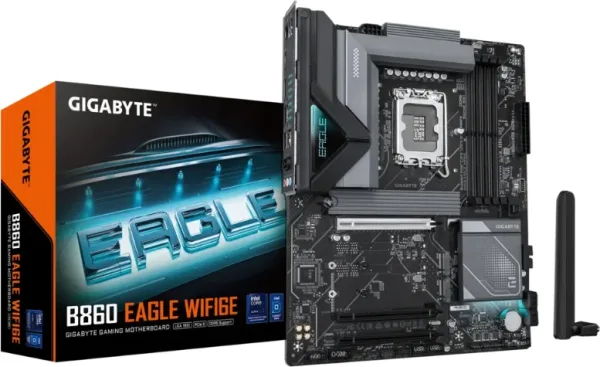 GIGABYTE B860 EAGLE WIFI6E Placa base - CPUs Intel Core Ultra, VRM de 12+1+2+1 fases, hasta 9066MHz DDR5, 1xPCIe 5.0 + 2xPCIe 4.0 M.2, LAN 2,5 GbE, WiFi 6E, USB 3.2 Gen 2x2