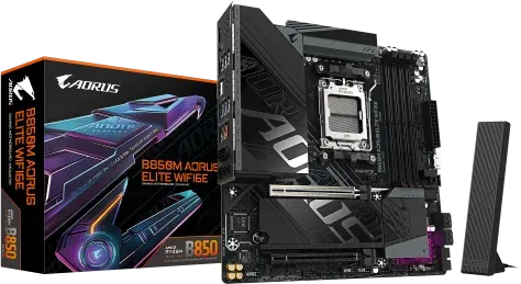 GIGABYTE B850M AORUS ELITE WIFI6E Placa base - Procesadores AMD Ryzen serie 9000, VRM digital de 12+2+2 fases, hasta 8200 MHz DDR5 (O.C.), 1x M.2 PCIe 5.0 + 1x M.2 PCIe 4.0, Wi-Fi 6E, LAN 2.5 GbE, USB 3.2 Gen 2