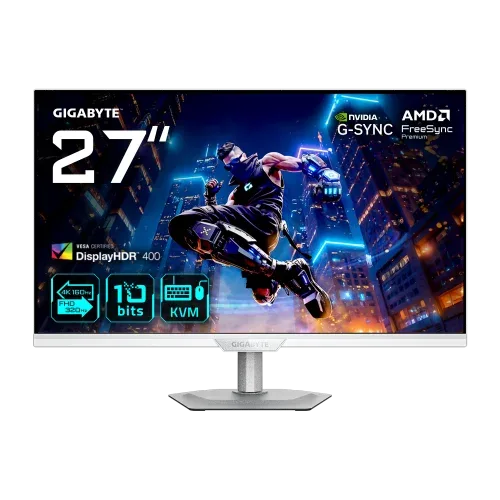 Monitor Gigabyte 27" M27Up Ice,Ss IPS,3840X2160 (UHD),0.155Pp,1000:1,1Ms,160Hz,2Hdmi+1Dp+4Usb3.2+USB-C,Altavoces (Blanco)