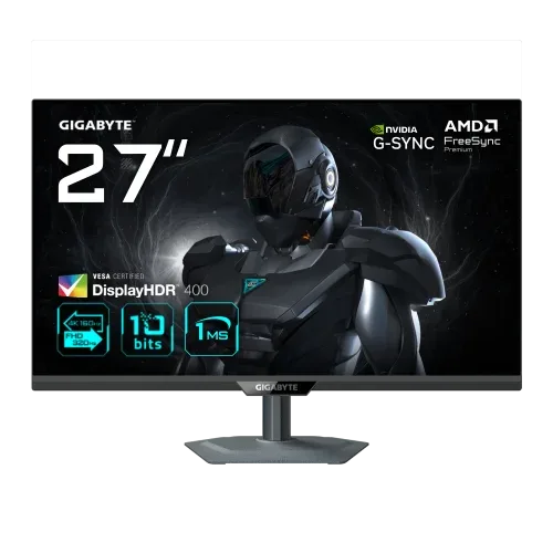 Monitor Gigabyte 27" G27Q20,Ss IPS,2560X1440 (QHD),16:9,0.5Ms,IPS,1000:1,210Hz,2Hdmi+1Dp+1Usb2.0+1 Type C,Ajustable,Negro