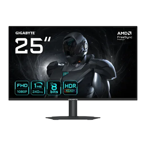 Monitor Gigabyte 25" G25F2A,Ss IPS,1920X1080(FHD),0.09Pp,1000:1,1Ms,240Hz,2Hdmi+1Dp,Altavoces,Regulable Altura