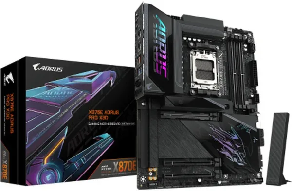 GIGABYTE X870E AORUS PRO X3D Placa Base - Compatible con procesadores AMD Ryzen 9000, VRM digital de 18+2+2 fases, hasta 9000MHz DDR5 (O.C.), 2xPCIe 5.0 + 2xPCIe 4.0, Wi-Fi 7, LAN 5GbE, USB 4