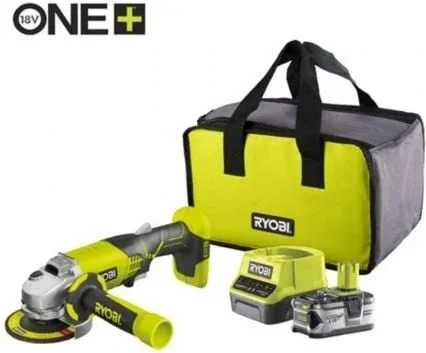 Amoladora Sin Cable Ryobi ONE+ R18AG-140S/ 1 Batería 18V 4.0 Ah/ Cargador 2.0 A/ Bolsa de Transporte