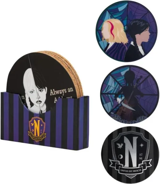 Juego 4 posavasos cinereplicas miercoles miercoles addams