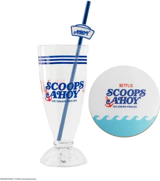 Vaso y pajita para batido cinereplicas stranger things scoops ahoy