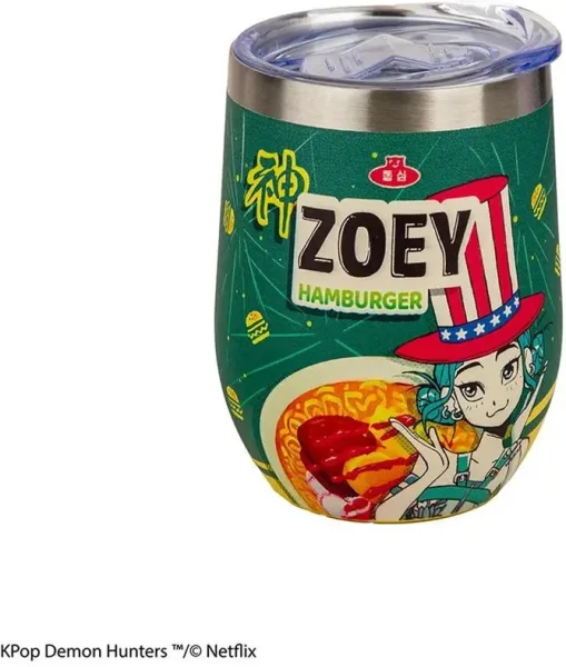 Taza de viaje isotermica cinereplicas kpop demon hunters zoey hamburger