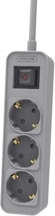 Regleta con Interruptor Philips CHP2134G/ 3 Tomas de corriente/ Cable 1.5m/ Gris