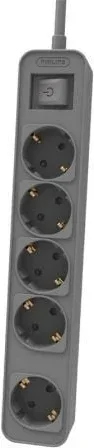 Regleta con Interruptor Philips CHP2154G/12 5 Tomas de corriente/ Cable 1.5m/ Gris