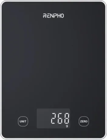 Renpho  Calibra 1L - Smart Nutrition Scale - Ble - 3Aaa - Black Glass (Up To 22Lb/10Kg)