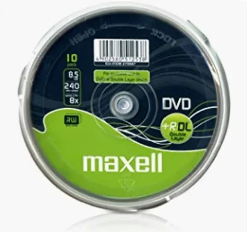 Maxell Dvd 8,5 GB. Grabable. Doble Capa. Tarrina 10 Unidades. 4X