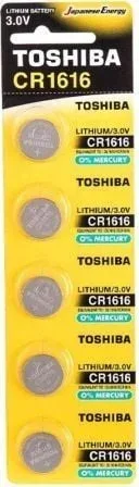 Pack de 5 Pilas de Botón Toshiba CR1616/ 3V