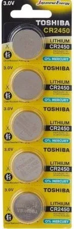 Pack de 5 Pilas de Botón Toshiba CR2450/ 3V/ Alcalinas