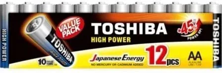 Pack de 12 Pilas AA Toshiba High Power LR6/ 1.5V/ Alcalinas