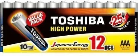 Pack de 12 Pilas AAA Toshiba High Power LR03/ 1.5V/ Alcalinas