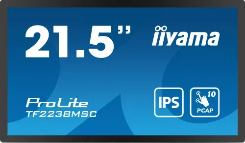 Monitor Iiyama 22" Tactil (Tf2238Msc-B1) 1920X1080/ 600Cd /1000:1 / HDMI/ Dp /2 X USB/ 5Ms/ Mm / Uso Horiz-Verti-Boca Arriba / Vesa 100X100 /Negro