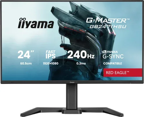 Monitor Iiyama 24 Pulgadas Resolucion Full HD (1920X1080), Panel Fast IPS, 0,8 Ms (Mprt), 240 Hz, Brillo 250, Contraste 1100:1, HDMI, DisplayPort, USB Hub, Altavoces, Flicker-Free, Low Blue Light, Free Sync Premium