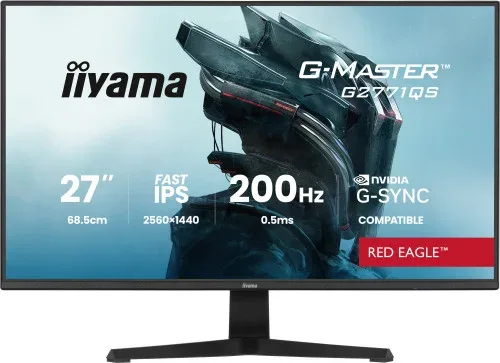 Monitor Iiyama 27 Pulgadas Resolucion QHD (2560X1440), Panel IPS, 1 Ms (Mprt), 200 Hz, Brillo 400, Contraste 1000:1, HDMI, DisplayPort, USB Hub, Altavoces 2, Flicker-Free, Low Blue Light, Free Sync Premium, Black Tuner