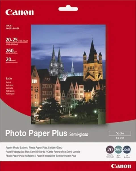 Papel canon foto sg - 201 1686b018 8x10 -  20 hojas -  semisatinado