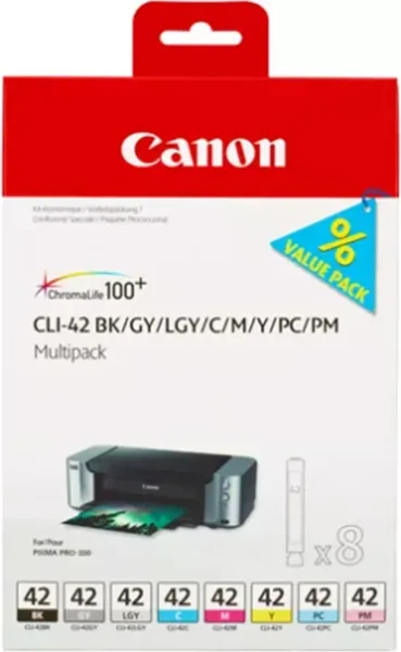 Multipack canon cli - 42bk - c - m - y - pm - pc - gy - lgy pack 8