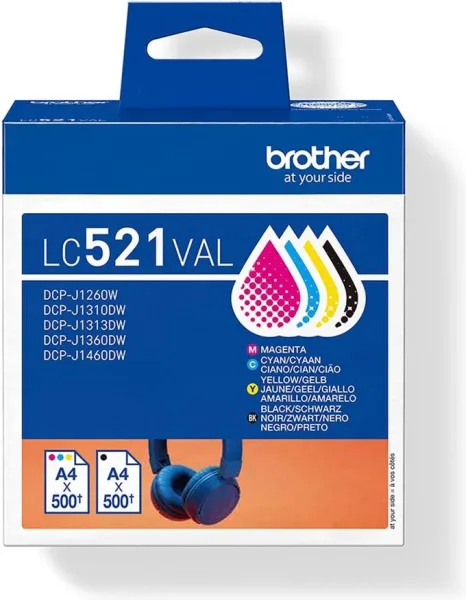 Cartucho de Tinta Original Brother LC-521VAL Multipack/ Cian/ Magenta/ Amarillo/ Negro