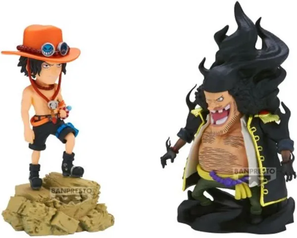 Figura banpresto one piece world collectable figure log stories portgas d.ace vs marshall d.teach 8cm
