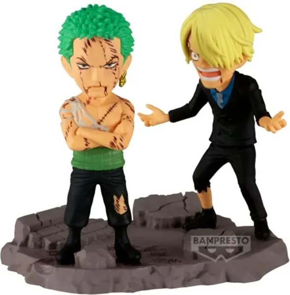 Figura banpresto one piece world collectable figure log stories roronoa zoro & sanji -  pulgadas...nothing...at all!!!! 8cm