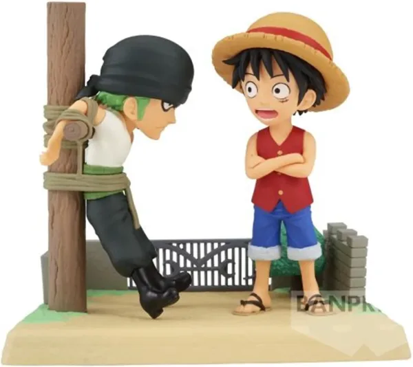 Figura banpresto one piece world collectable log stories luffy & zoro 7cm