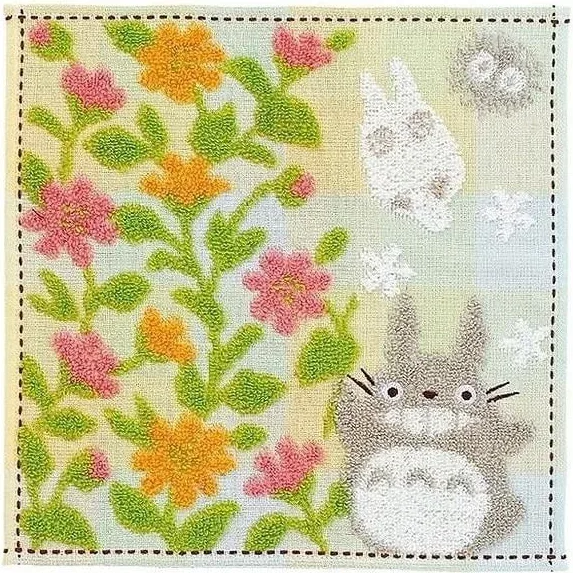 Mini toalla totoro gris jardin de flores 25x25 cm mi vecino totoro