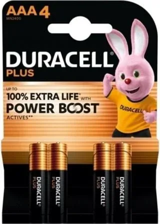 Pack de 4 Pilas AAA Duracell Plus Power Boost DPBLR3B4/ 1.5V/ Alcalinas
