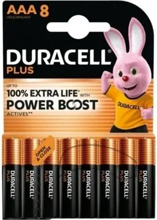 Pack de 8 Pilas AAA Duracell Plus Power Boost DPBLR3B8/ 1.5V/ Alcalinas